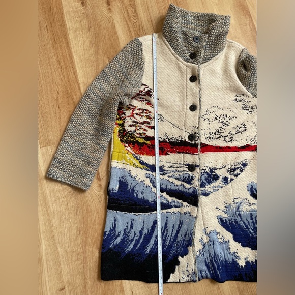 Anthropologie Ocean Funnel Neck Sweater Coat medium $380 boho bohemian - Picture 9 of 11